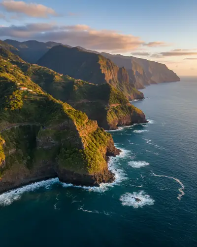 The north coast of Madeira, with cliffs over the sea