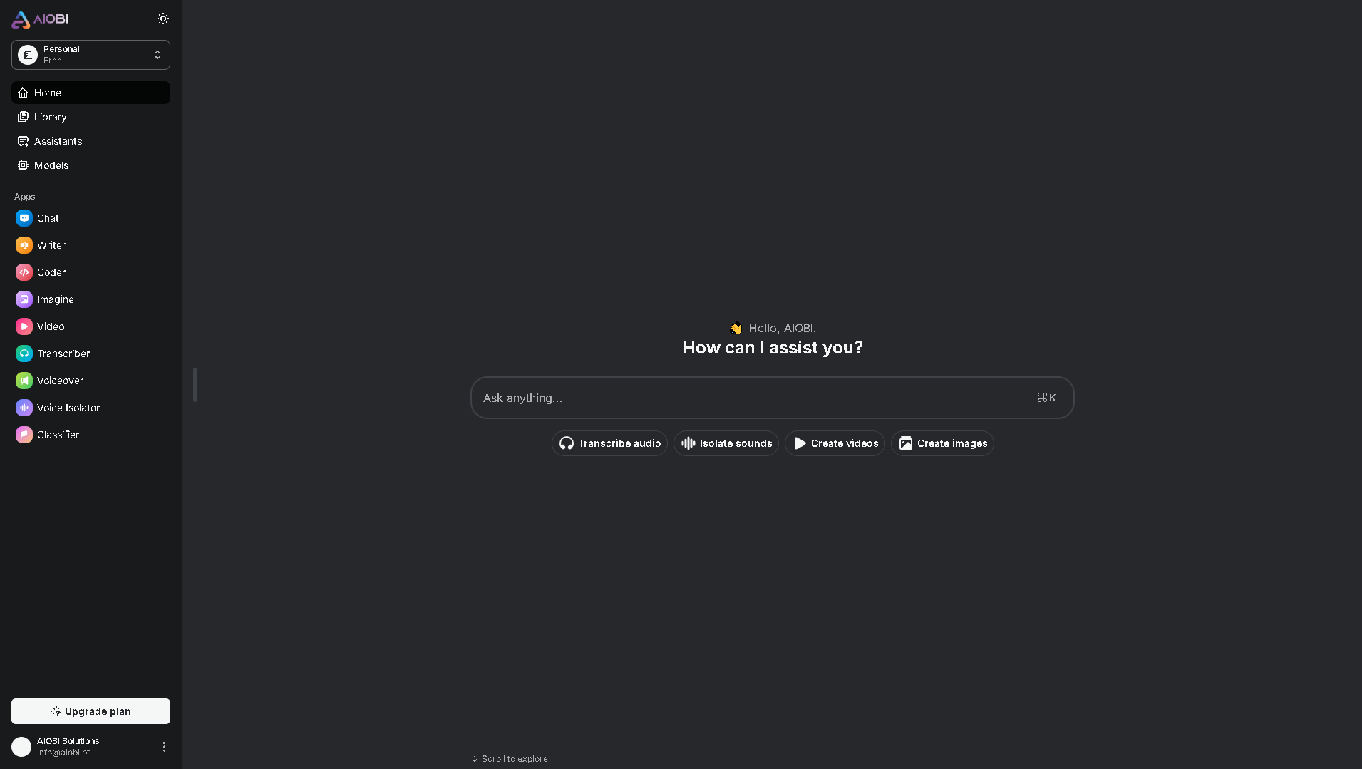 AIOBI.AI Platform Screenshot 1