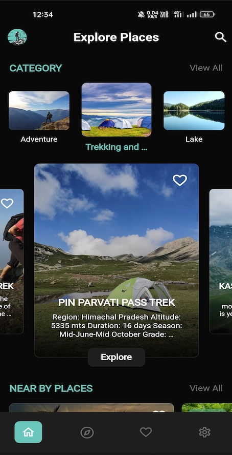 Aplicação Explorar Lugares Screenshot 2